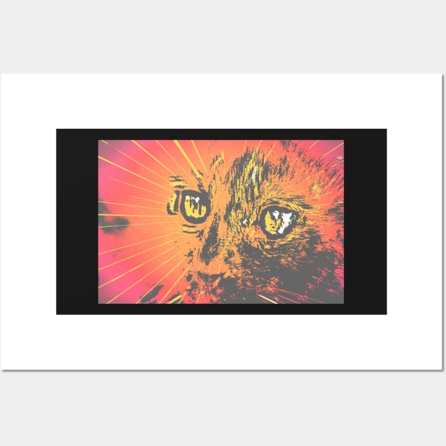 Cat Face Print Illustration, Cat Eyes ArtWork Wall Art by KINKDesign